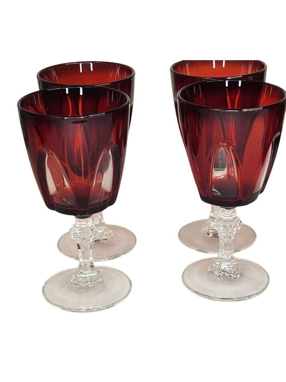 Cristal DArques Durand Ruby Wine Glasses Set Of 6 Gothic Arches Discontinued - Picture 7 of 12